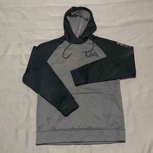 Under Armour UA Gray Black Long Sleeve Pullover Hoodie Sweater Sweatshirt Small